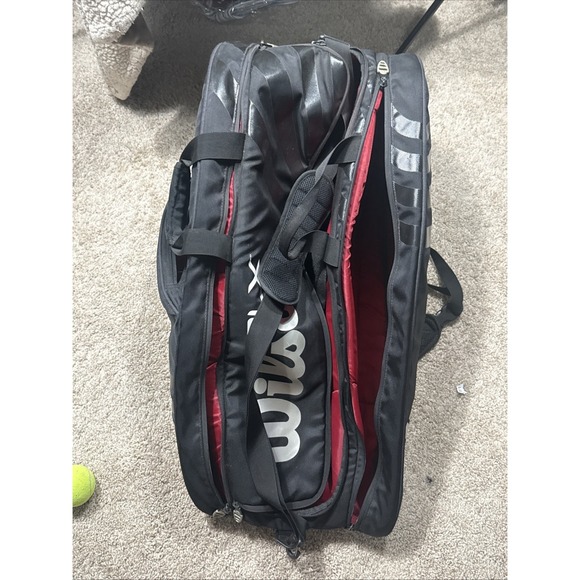 Wilson BLX Tour Super Six Pro Tour Tennis Racket Bag Backpack Black - Picture 10 of 12
